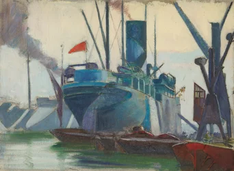 Dazzle schepen in de Londense dokken, c.1915-18