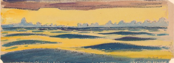 Zeegezicht, donkerblauwe en gele en bruine wolk, eind 19e eeuw - midden 20e eeuw