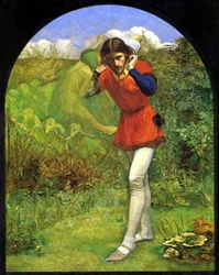 Ferdinand betoverd door Ariel. Schilderij door John Everett Millais