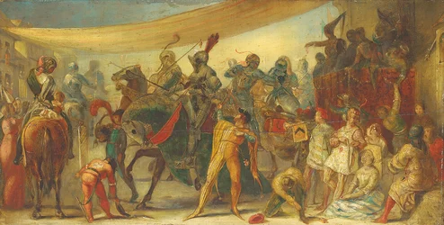 Ridders bereiden zich voor op een toernooi