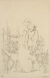 Liefhebbers bij een rozenstruik, 1848
