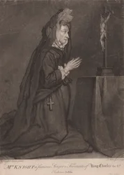 Mevrouw Knight een beroemde zangeres en favoriet van koning Karel II