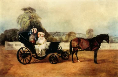 Een Victoriaanse Grootmoeder die in een Ponywagen rijdt