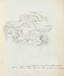 Oberon. Daar slaapt Titania, een deel van de nacht...