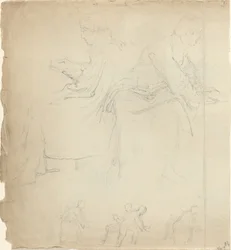 Blad met studies [recto en verso]