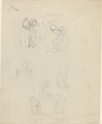 Blad met Studies [recto en verso]