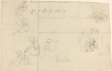 Studies van knielende vrouwen