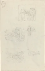 Studies van een Ziekenbed en Decoraties voor de Façade van Buckingham Palace (recto en verso)