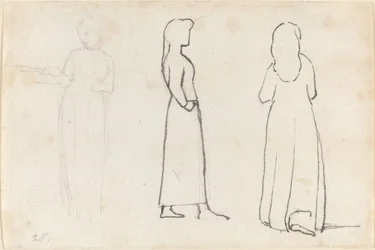 Drie Schetsen van een Staande Vrouw