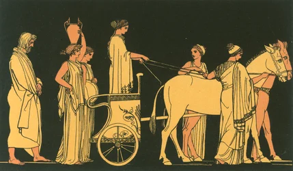 Odysseus volgt de wagen van Nausicaa