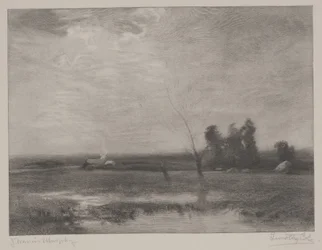 Laaglanden Middag, print gemaakt door Timothy Cole (1852-1931)