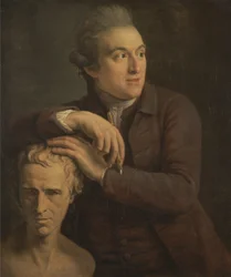 Joseph Nollekens met zijn buste van Laurence Sterne