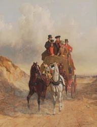 De koninklijke postkoets op de weg