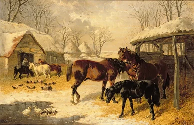 Een boerenerf in de winter