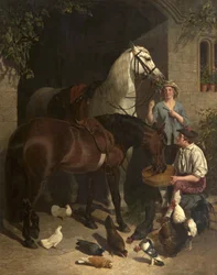 De paarden voeren