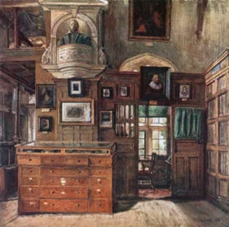 Een "Studie" in de Bodleian bibliotheek (kleurenlitho)