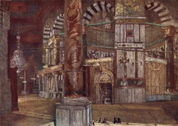 Interieur van de Rotskoepel (Moskee van Omar), vanuit het zuidoosten