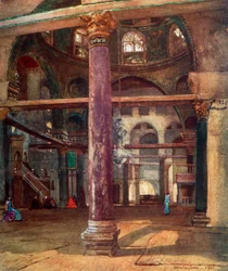 Interieur van de Moskee van El Aksa vanuit het Zuidoosten, 1902