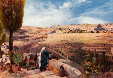 Jeruzalem vanaf de Olijfberg waar Christus over de stad weende, 1902