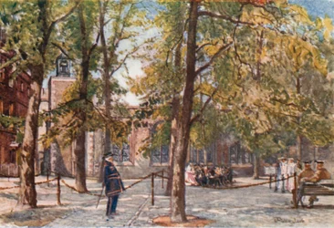 Plaats van executie binnen de omheining van de Toren