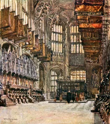 De kapel van Hendrik VII, kijkend naar het oosten (kleurenlitho)