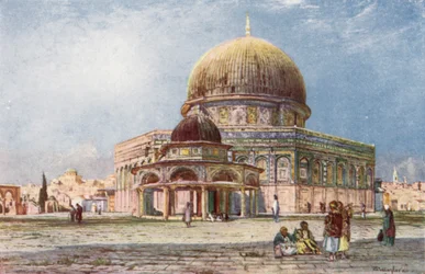 De Rotskoepel (Moskee van Omar), met de Koepel van de Ketting (Kubbet es Silseleh) op de voorgrond