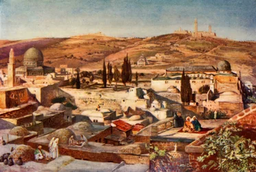 Het Tempelgebied en de Olijfberg vanaf de Berg Zion, 1902