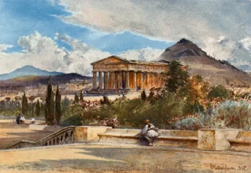 De tempel van Theseus vanuit het zuidwesten