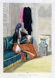 Levantijn in Caïro-kostuum (aquarel)
