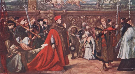 Kardinaal Wolsey op weg naar Westminster Hall 1515
