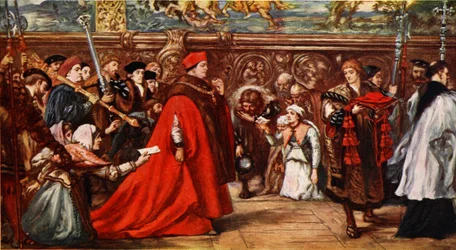 Kardinaal Wolsey op weg naar Westminster Hall, illustratie uit 