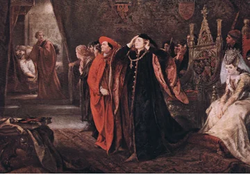 De dood van Gloucester (King Henry VI). Kom hier, genadige vorst, bekijk het lichaam, uit De volledige werken van William Shakespeare uitgegeven door J. Coker & Co Ltd