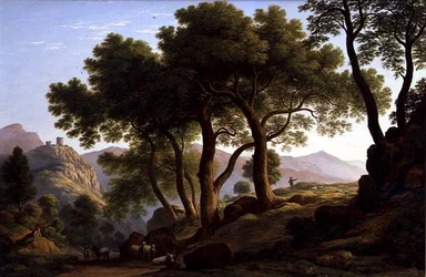 Een romantisch bebost landschap