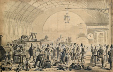 Kerstavond op Kings Cross Station, c.1870-90