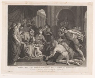 Pyrrhus als kind bij koning Glaucias gebracht ter bescherming (Voornaamste schilderijen van Engeland)