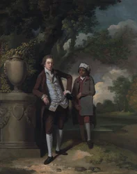 Portret van een Man en een Assistent die een Portfolio Draagt