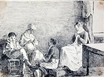 Familiegroep in een interieur