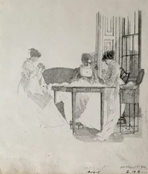 Dames naaien, 1805