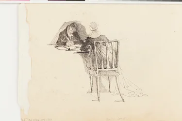 Man en Vrouw Schrijven aan een Tafel