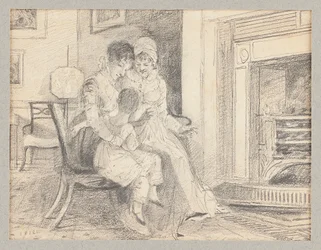 Drie bij het vuur, met John W, 3 jaar, 1812