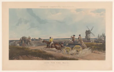 Twee beladen koetsen op een landweg