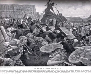 De Slag bij Aquae Sextiae, 102 v.Chr., illustratie uit 