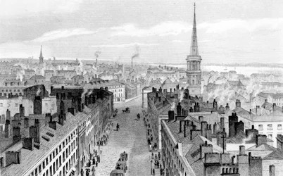 Liverpool vanaf het Stadhuis, kijkend naar het zuiden, gegraveerd door John Rogers, c.1830