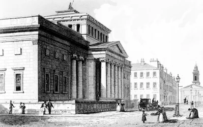The Royal Institution, Manchester, gegraveerd door Richard Winkles, ca. 1836