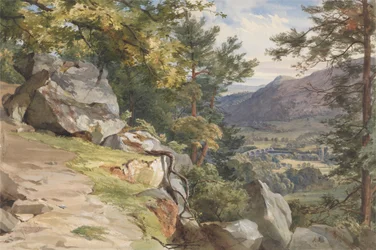 Uitzicht vanaf Craig-y-Barns, Dunkeld, naar het zuiden