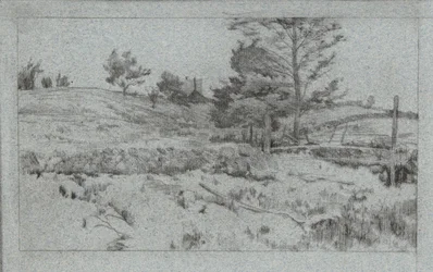 Landschap met Stenen Muur (schets van velden)