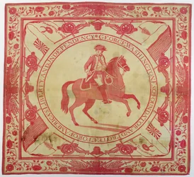 Zakdoek met afbeelding van George Washington (1732-99) te paard, 1777-89