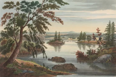 Uitzicht bij Fort Miller No. 10 later veranderd naar No. 9 van The Hudson River Portfolio, 1822