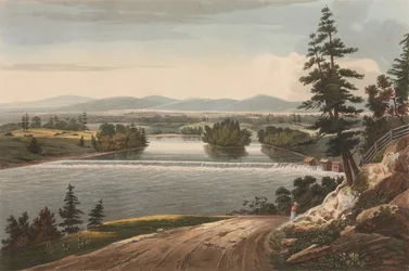 Uitzicht nabij Sandy Hill nr. 7 van The Hudson River Portfolio, 1822-23