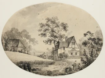 Ruiter bezoekt boerderij